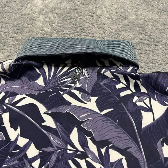 Greyson Golf Polo Shirt Mens Large Purple Lost World Abyss Tropical Butterfly - Picture 4 of 8